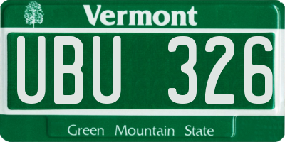 VT license plate UBU326