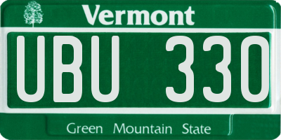 VT license plate UBU330