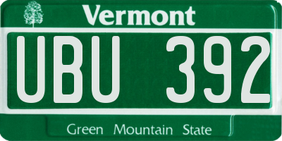 VT license plate UBU392