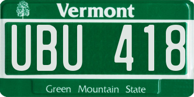 VT license plate UBU418