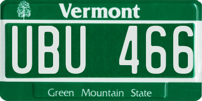 VT license plate UBU466
