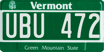 VT license plate UBU472