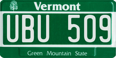 VT license plate UBU509