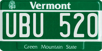 VT license plate UBU520