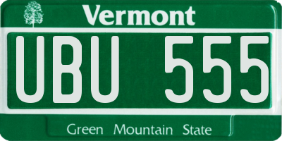 VT license plate UBU555