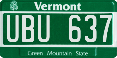 VT license plate UBU637