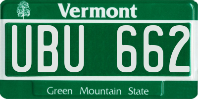 VT license plate UBU662