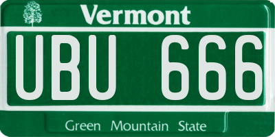 VT license plate UBU666