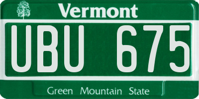 VT license plate UBU675