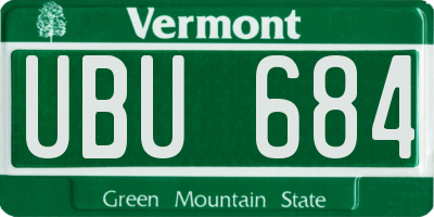 VT license plate UBU684