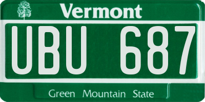 VT license plate UBU687