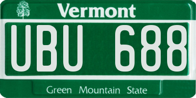 VT license plate UBU688