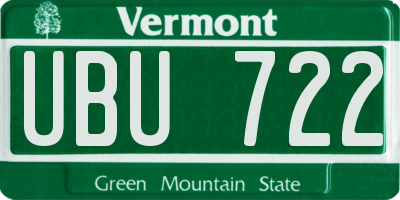 VT license plate UBU722