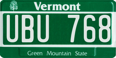 VT license plate UBU768