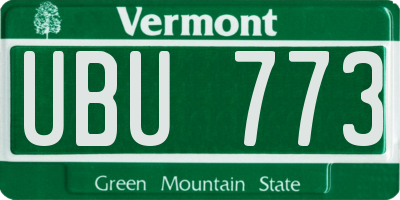 VT license plate UBU773