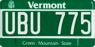 VT license plate UBU775