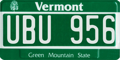 VT license plate UBU956