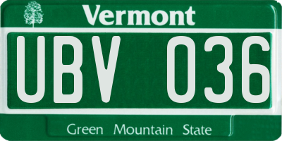 VT license plate UBV036