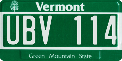 VT license plate UBV114
