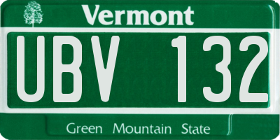 VT license plate UBV132