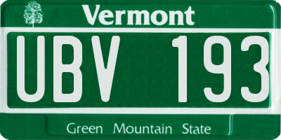 VT license plate UBV193