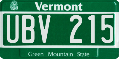 VT license plate UBV215