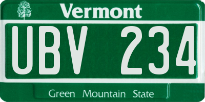 VT license plate UBV234