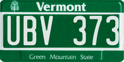 VT license plate UBV373