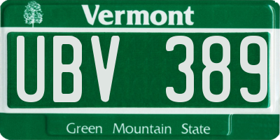 VT license plate UBV389
