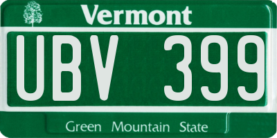VT license plate UBV399