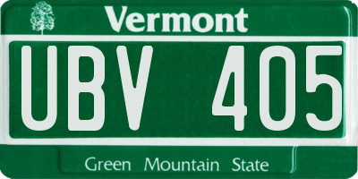VT license plate UBV405