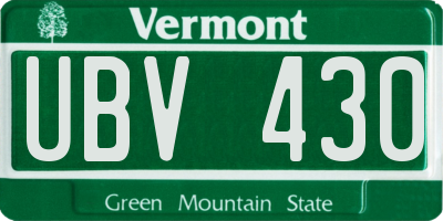 VT license plate UBV430