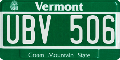 VT license plate UBV506