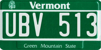 VT license plate UBV513
