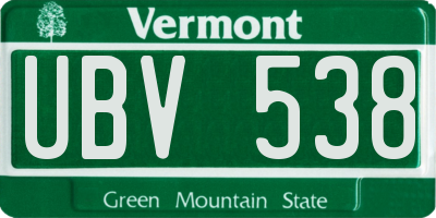 VT license plate UBV538
