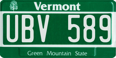 VT license plate UBV589