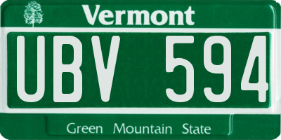 VT license plate UBV594