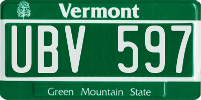 VT license plate UBV597