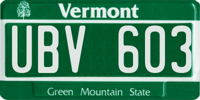 VT license plate UBV603