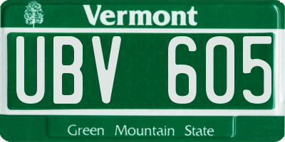 VT license plate UBV605