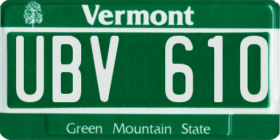 VT license plate UBV610