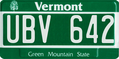 VT license plate UBV642