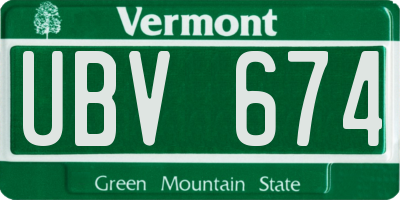 VT license plate UBV674