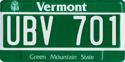 VT license plate UBV701