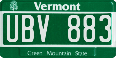 VT license plate UBV883