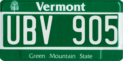 VT license plate UBV905