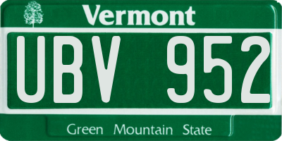 VT license plate UBV952