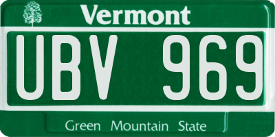 VT license plate UBV969