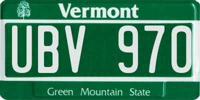 VT license plate UBV970