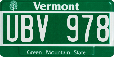 VT license plate UBV978